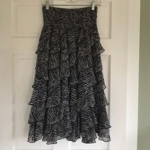 Coco Bianco Black and White Zebra Tiered Skirt S